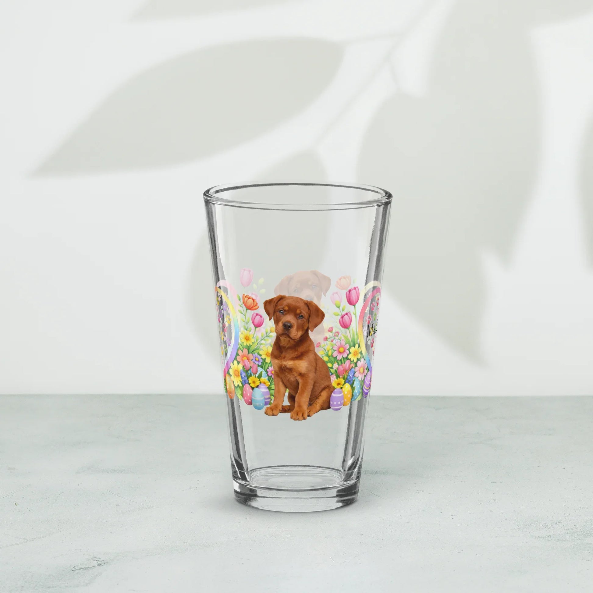 Shop our premium rottweiler red easter puppy pint glass from MySisterIsASurvivor.