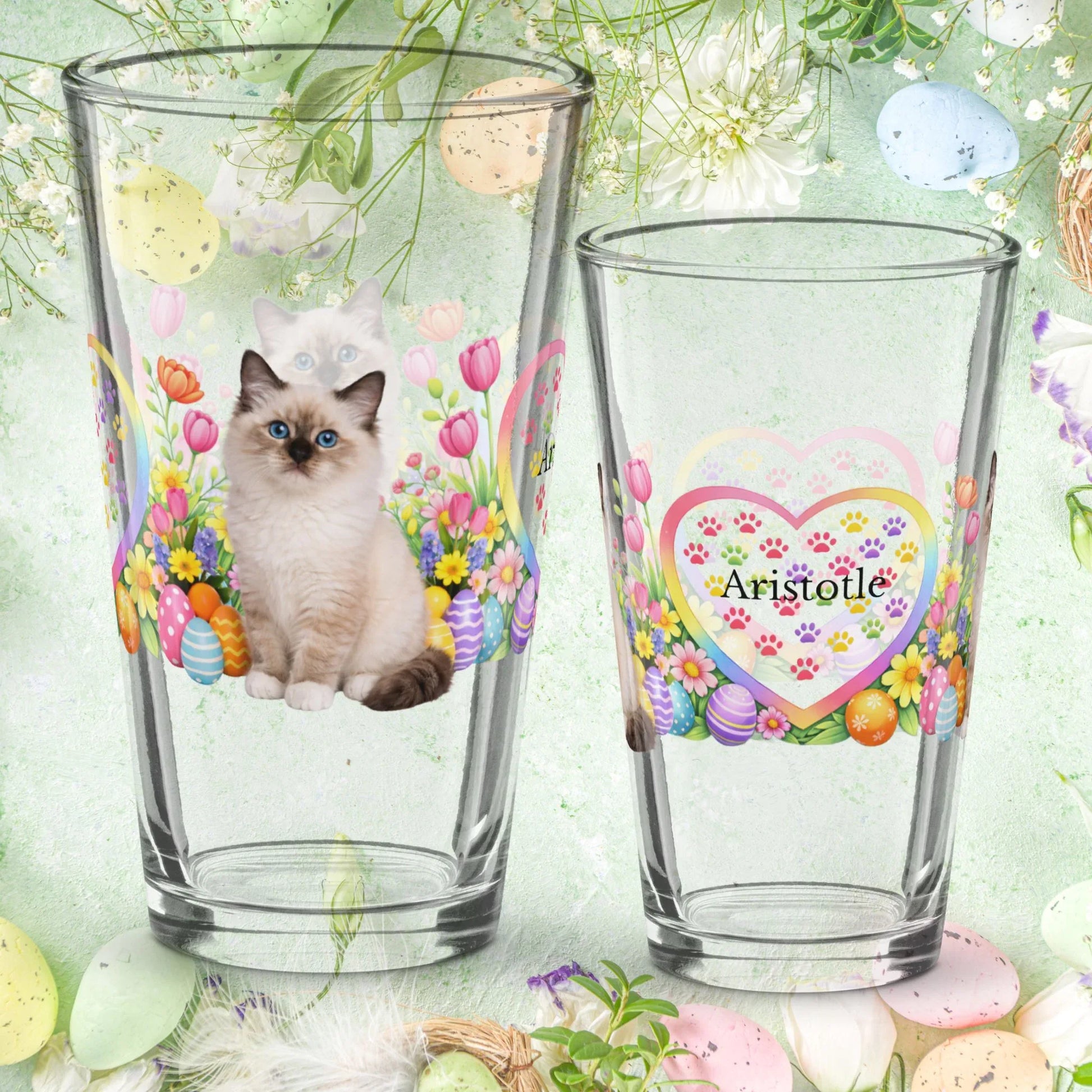 Shop our birman easter kitten pint glass featuring the 16oz style option from MySisterIsASurvivor.