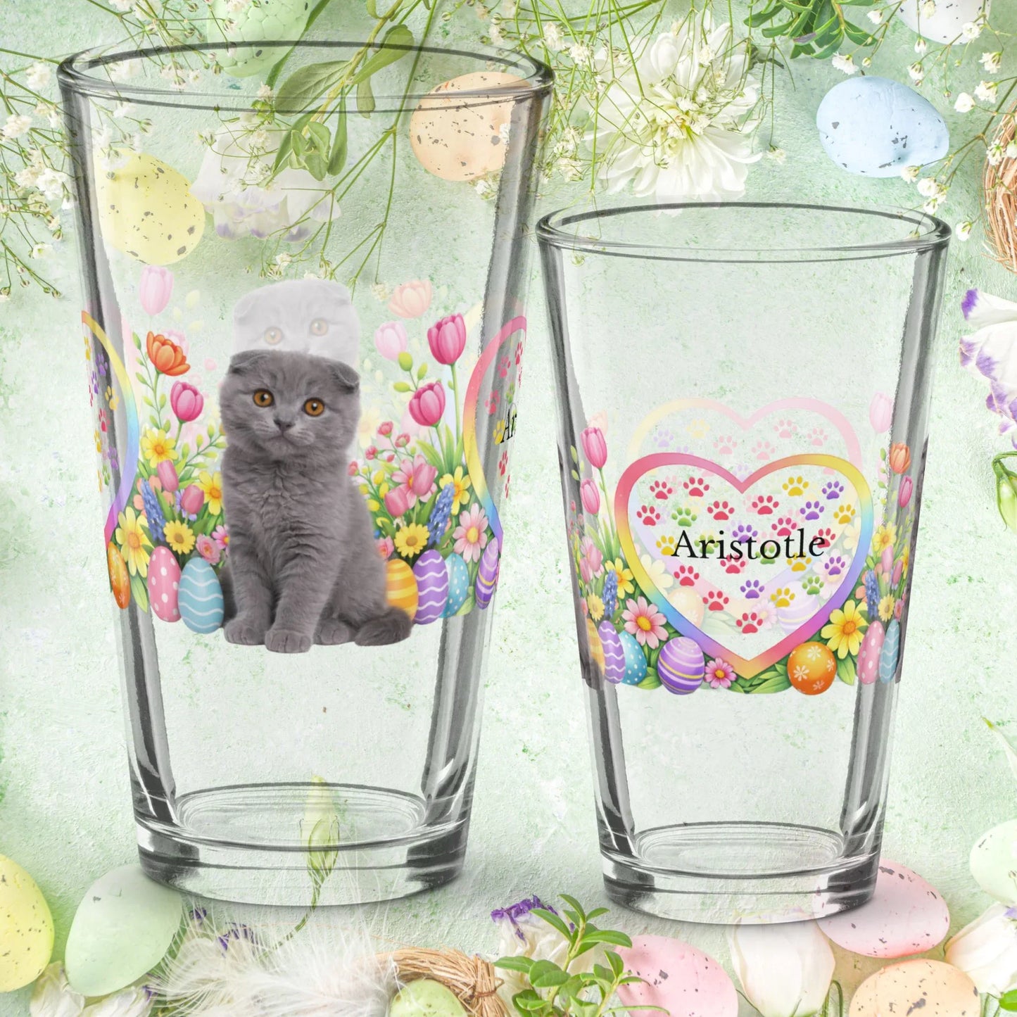 Shop our scottish fold easter kitten pint glass featuring the 16oz style option from MySisterIsASurvivor.