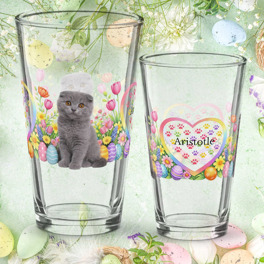 Shop our scottish fold easter kitten pint glass featuring the 16oz style option from MySisterIsASurvivor.