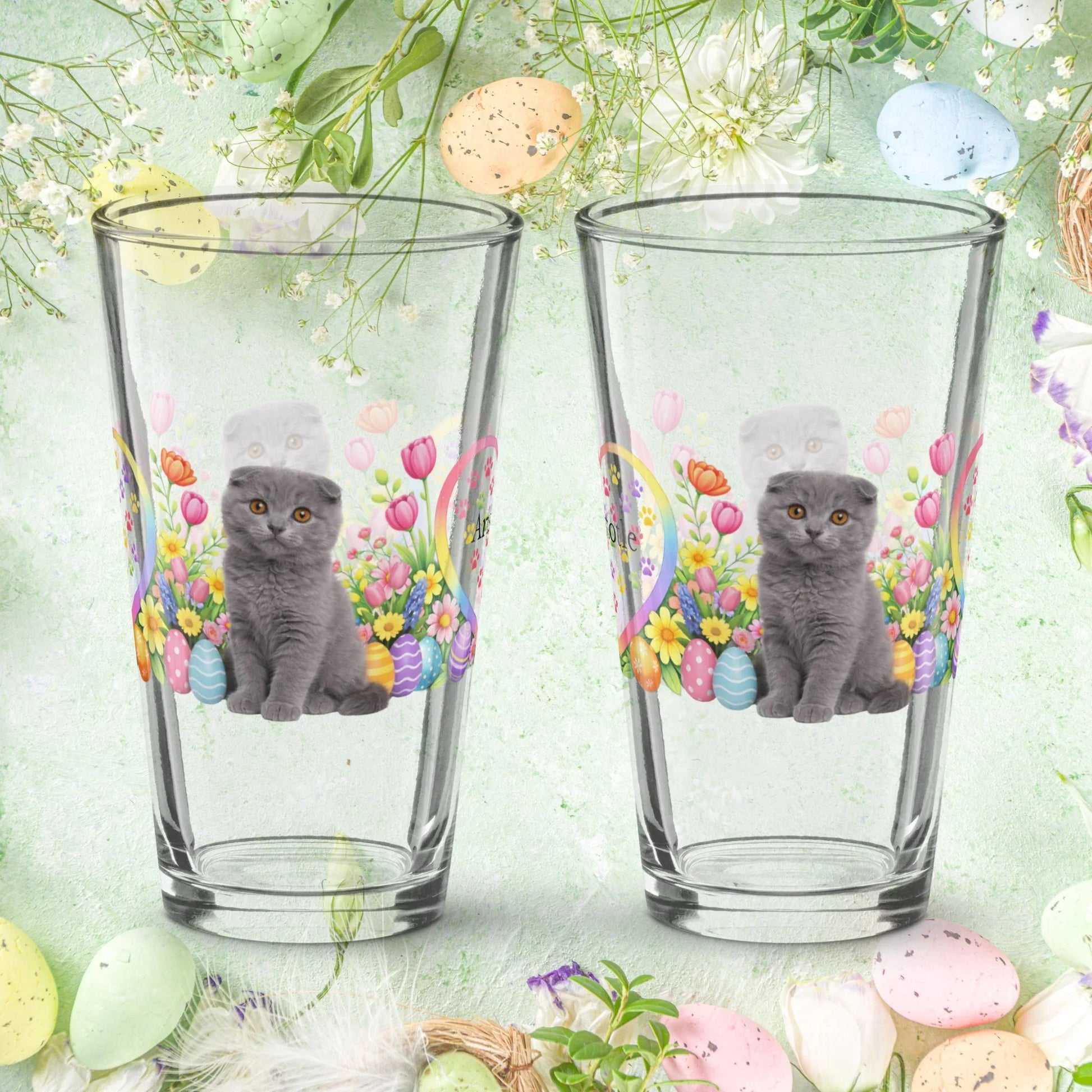 Shop our premium scottish fold easter kitten pint glass from MySisterIsASurvivor.