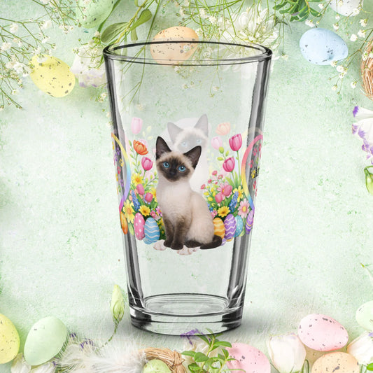 Shop our premium siamese easter kitten pint glass from MySisterIsASurvivor.