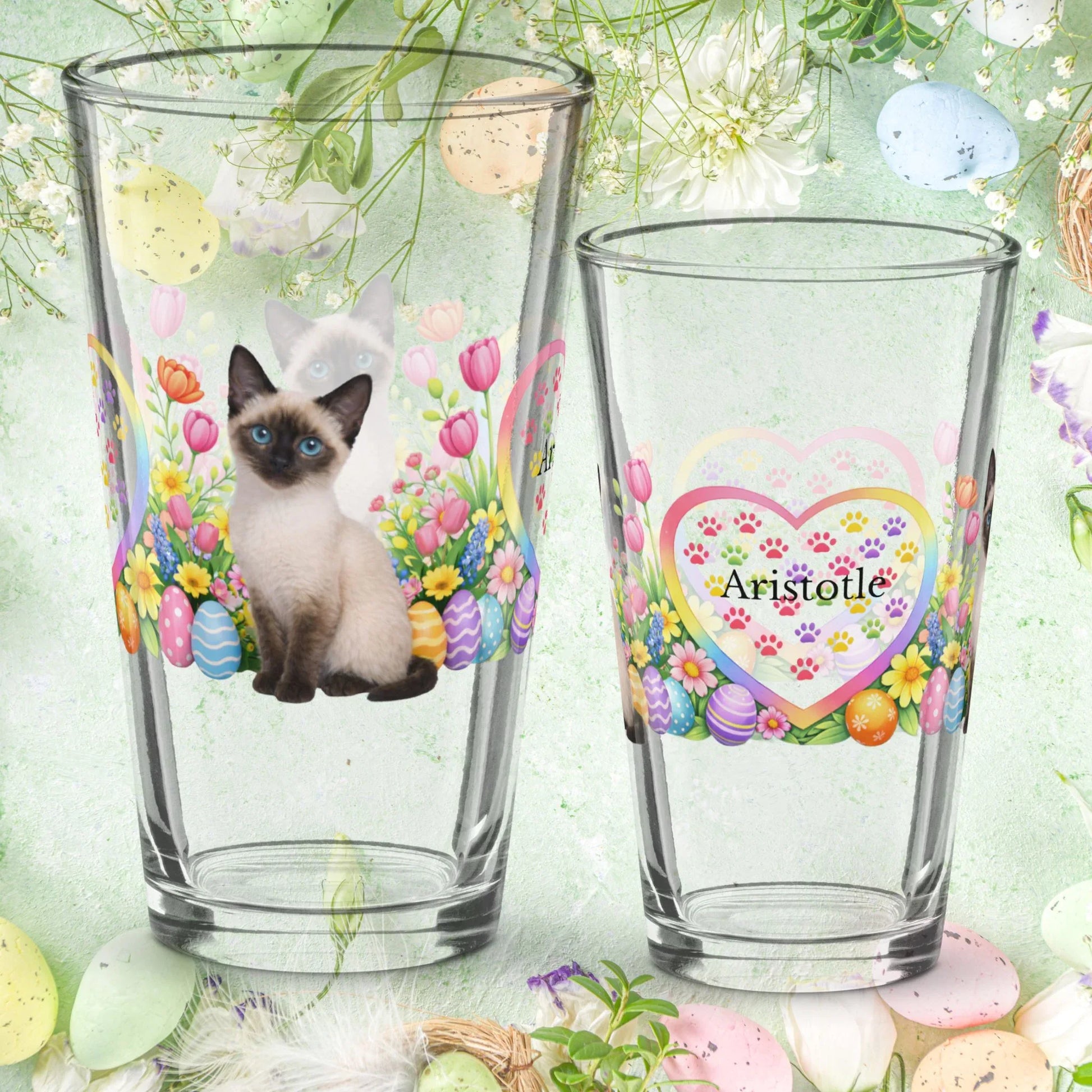 Shop our siamese easter kitten pint glass featuring the 16oz style option from MySisterIsASurvivor.