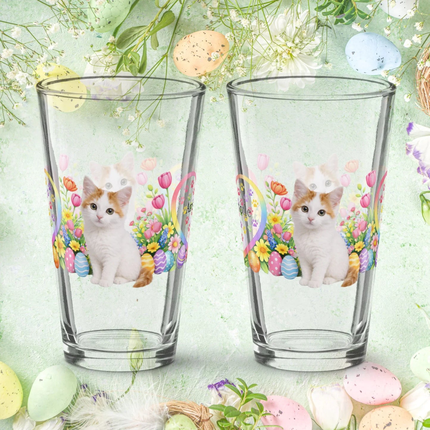 Shop our premium turkish van easter kitten pint glass from MySisterIsASurvivor.