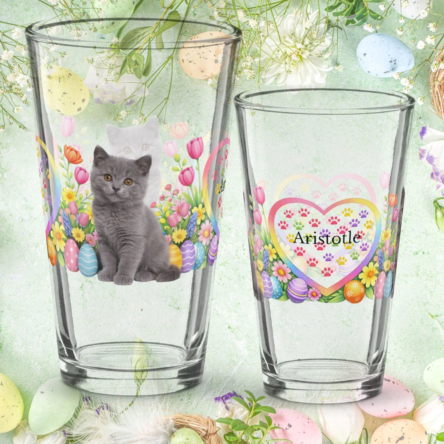 Shop our chartreux easter kitten pint glass featuring the 16oz style option from MySisterIsASurvivor.