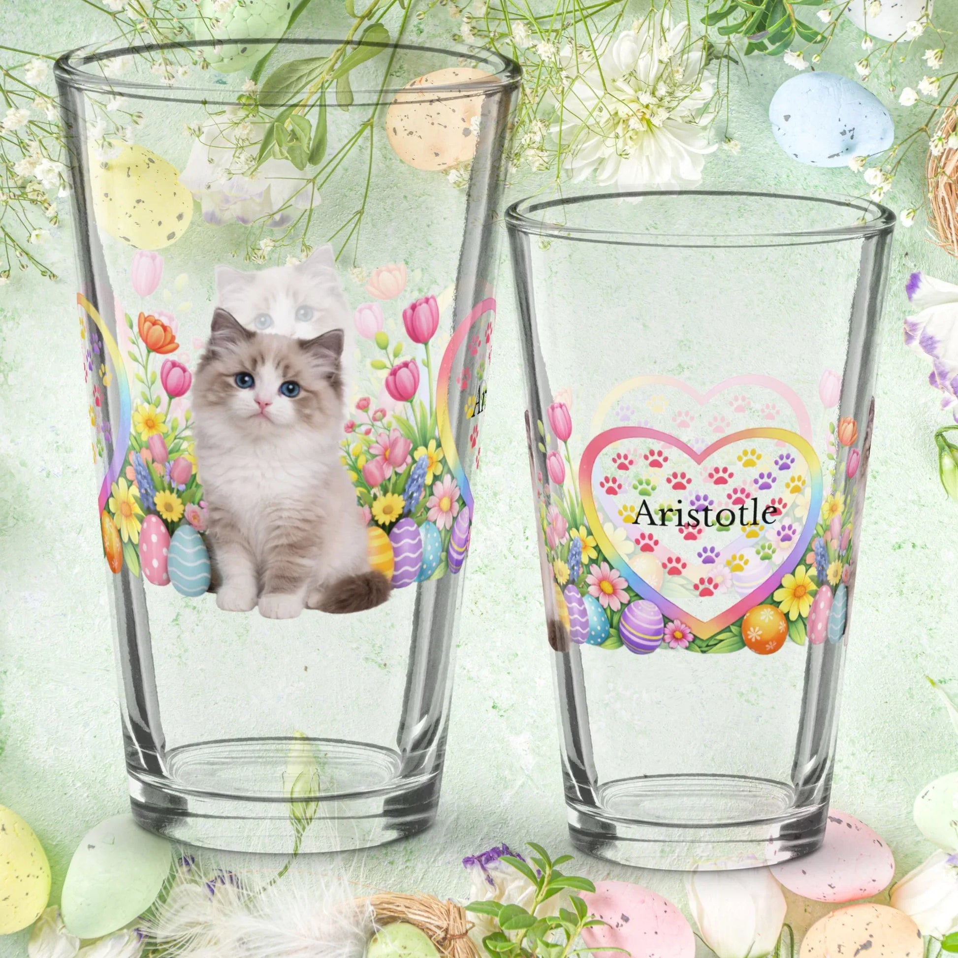 Shop our ragamuffin easter kitten pint glass featuring the 16oz style option from MySisterIsASurvivor.