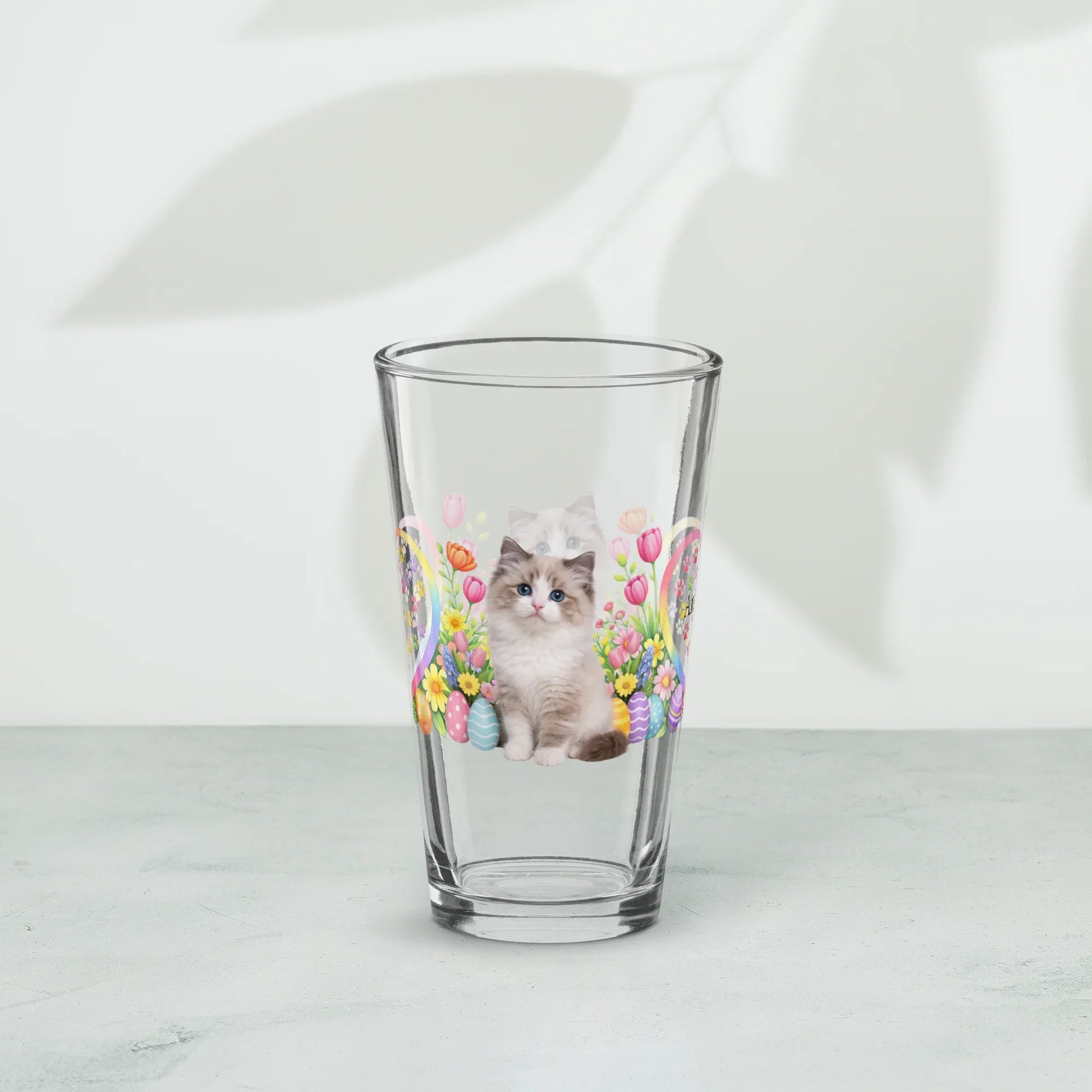 Shop our premium ragamuffin easter kitten pint glass from MySisterIsASurvivor.