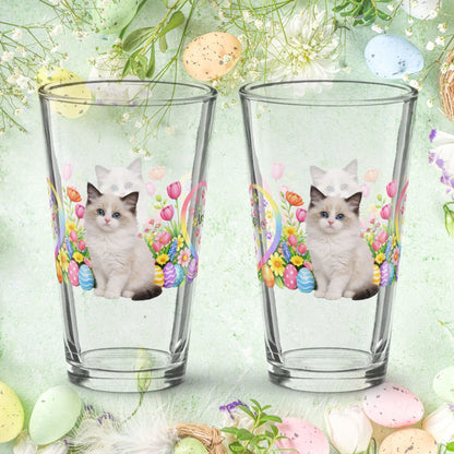 Shop our premium ragdoll easter kitten pint glass from MySisterIsASurvivor.
