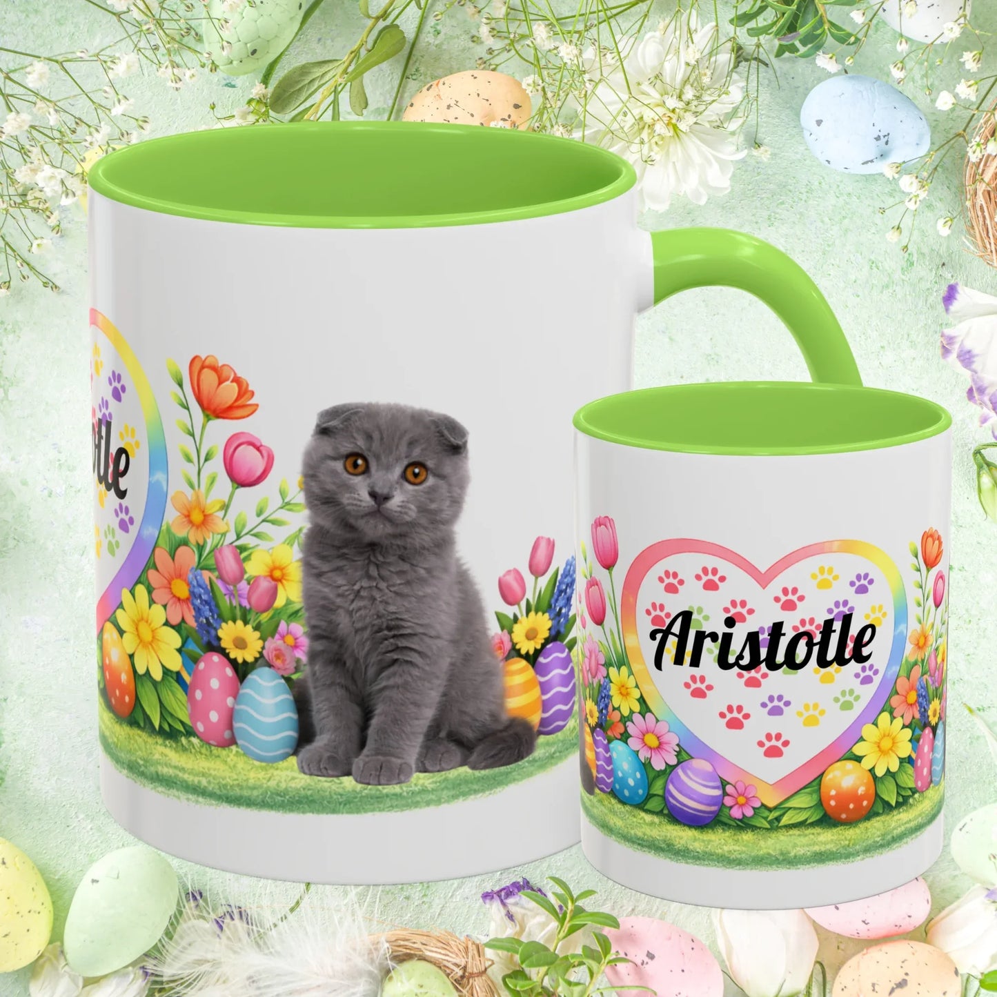 Shop our scottish fold kitten easter mug featuring the 11oz style option from MySisterIsASurvivor.