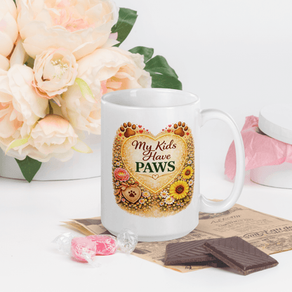 Shop our premium my kids have paws fur mom mug from MySisterIsASurvivor.