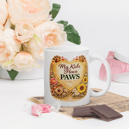 Shop our premium my kids have paws fur mom mug from MySisterIsASurvivor.
