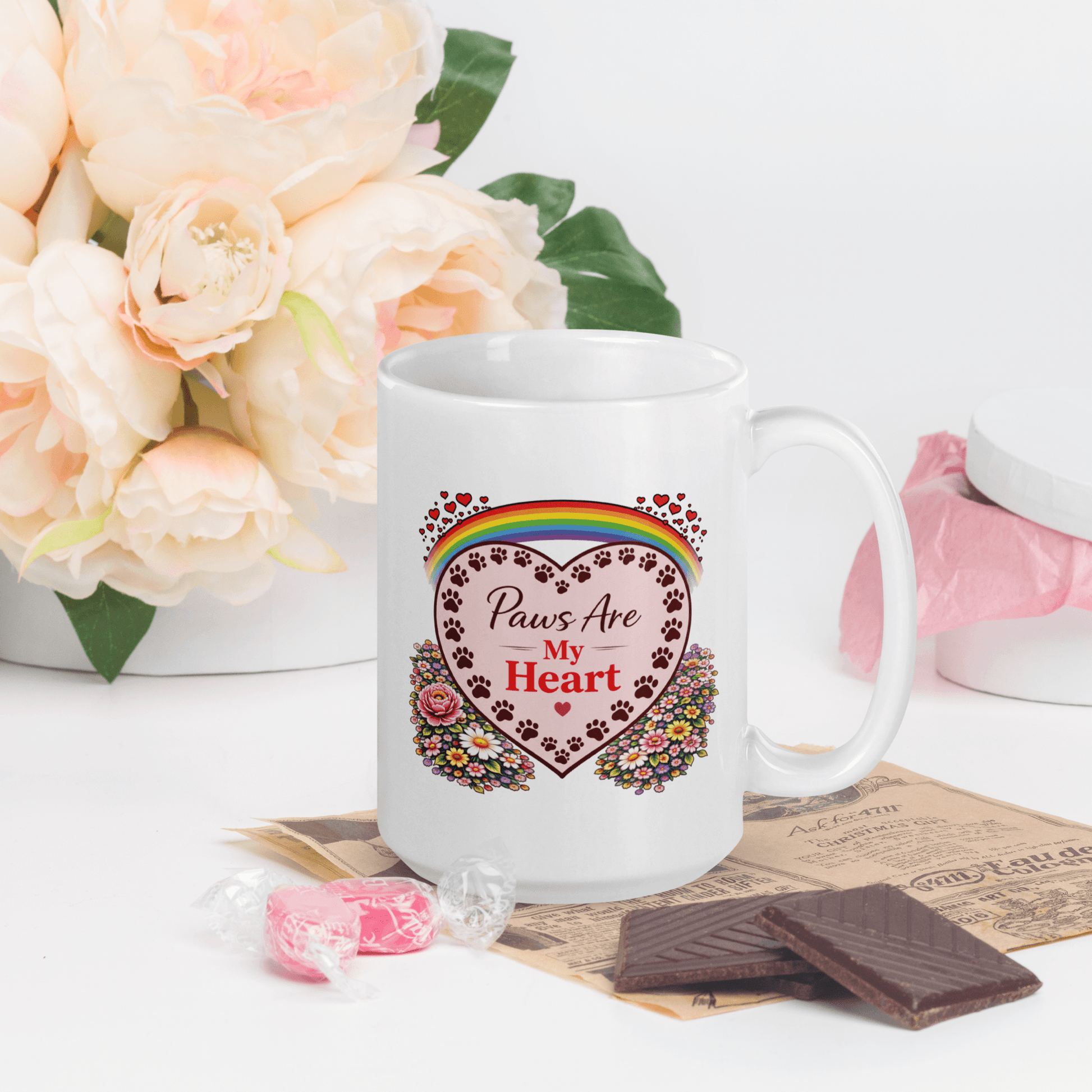 Shop our premium paws are my heart fur mom mug from MySisterIsASurvivor.