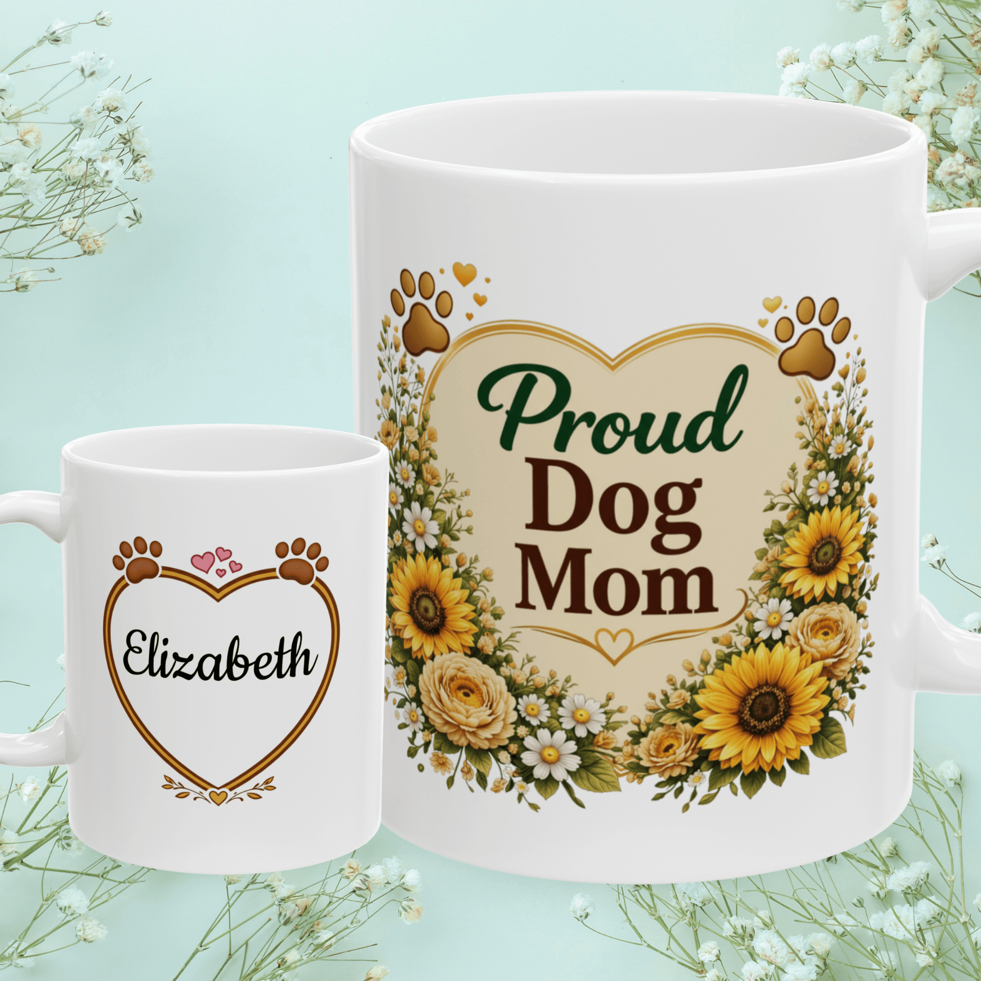 Shop our proud dog mom fur mom mug featuring the 11oz style option from MySisterIsASurvivor.