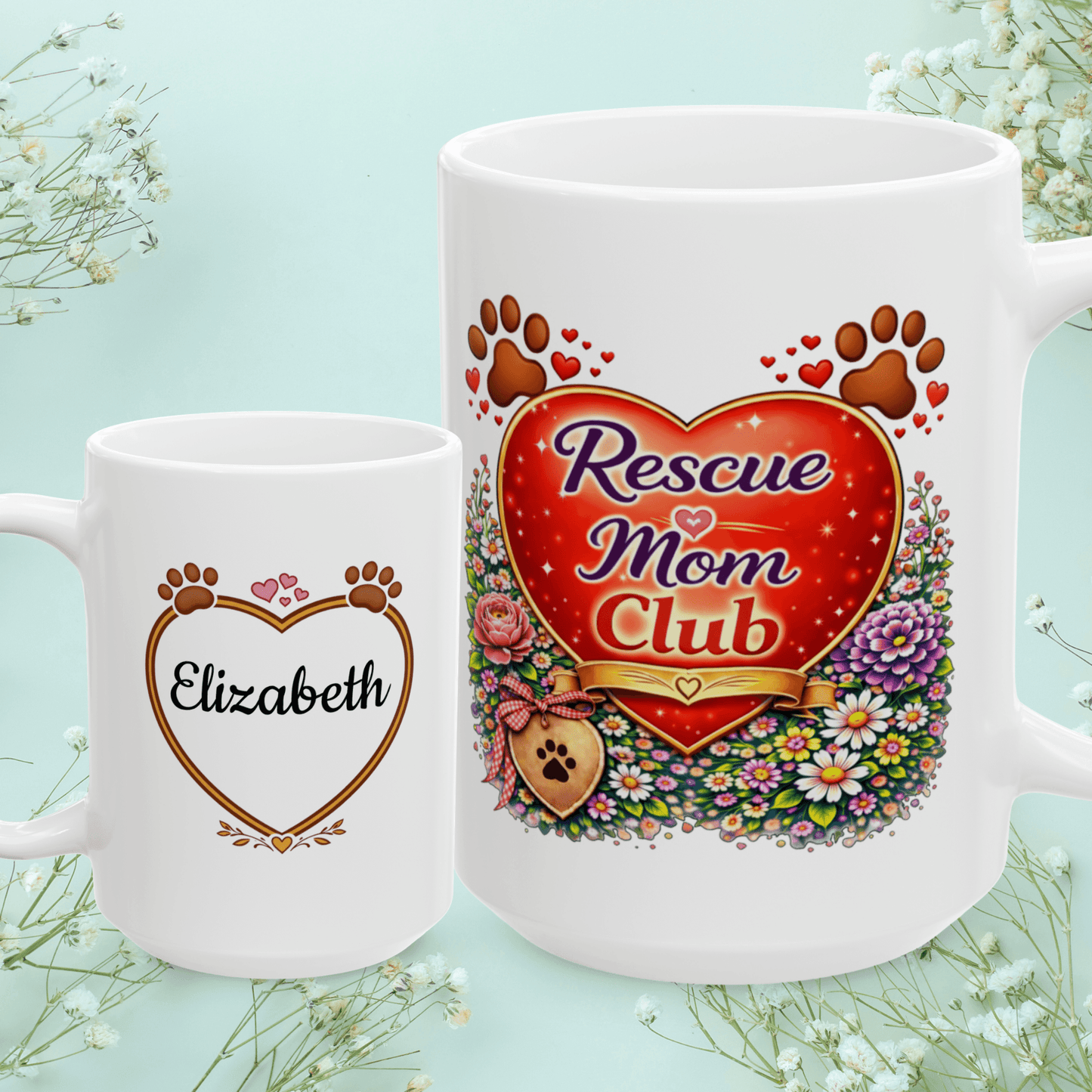 Shop our rescue mom club fur mom mug featuring the 15oz style option from MySisterIsASurvivor.