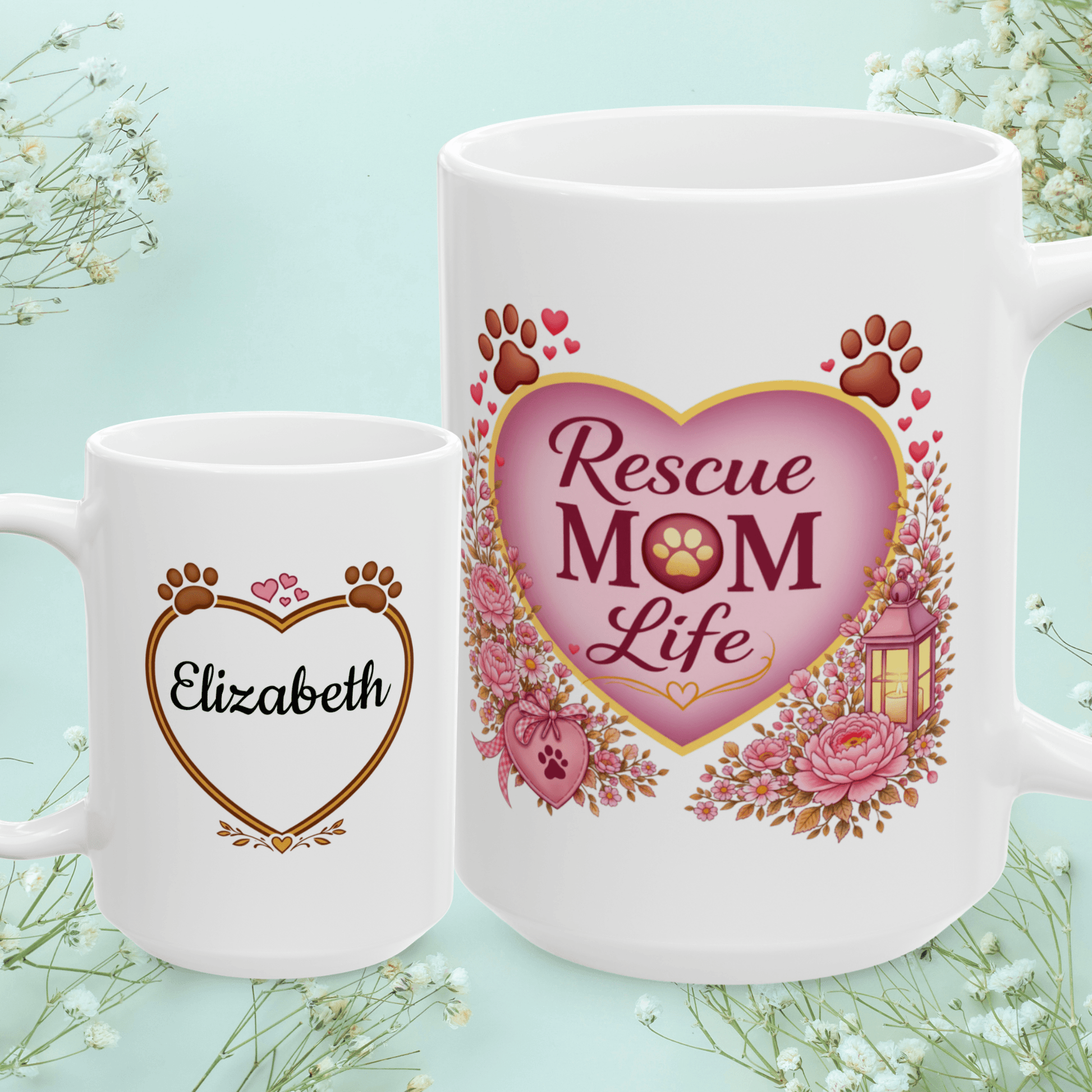 Shop our rescue mom life fur mom mug featuring the 15oz style option from MySisterIsASurvivor.
