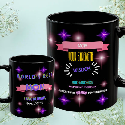 Shop our mom your strength wisdom and kindness mom mug featuring the 11oz style option from MySisterIsASurvivor.