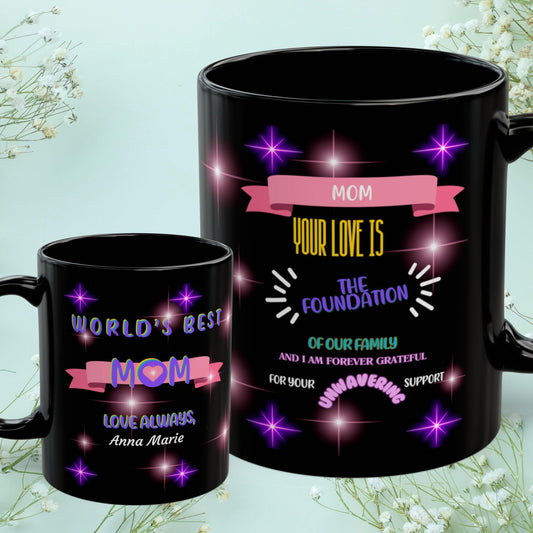 Shop our mom your love is the foundation mom mug featuring the 11oz style option from MySisterIsASurvivor.