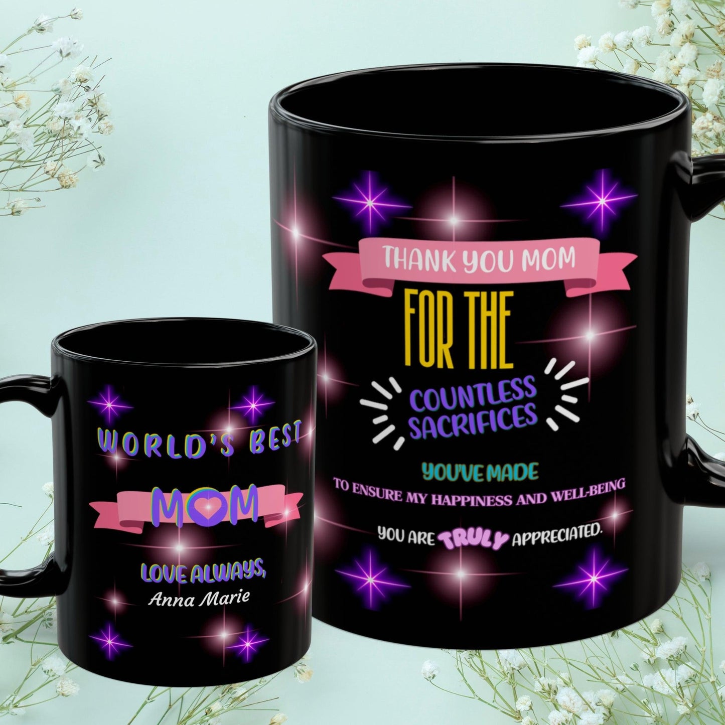 Shop our thank you mom for the countless sacrifices mom mug 2 featuring the 11oz style option from MySisterIsASurvivor.