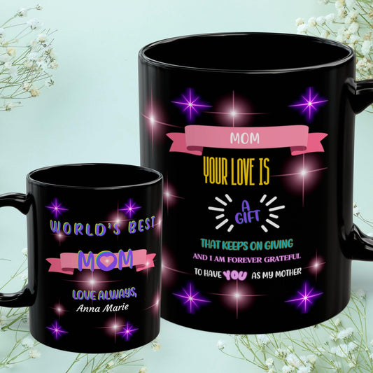 Shop our mom your love is a gift mom mug featuring the 11oz style option from MySisterIsASurvivor.