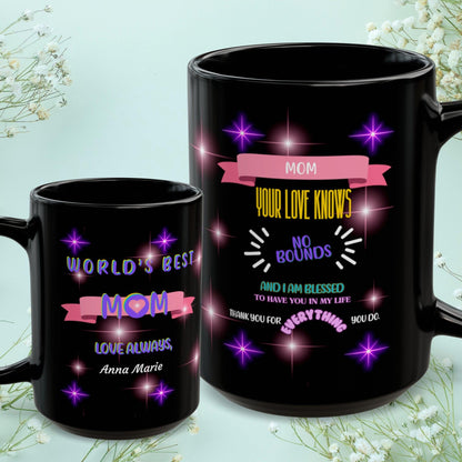 Shop our premium mom your love knows no bounds mom mug from MySisterIsASurvivor.