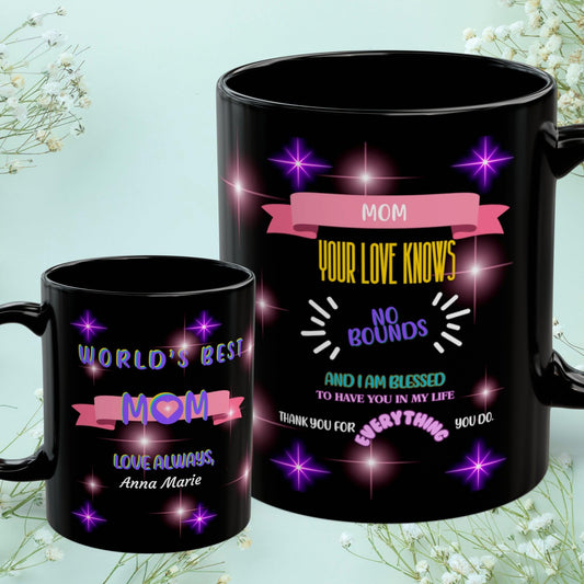 Shop our mom your love knows no bounds mom mug featuring the 11oz style option from MySisterIsASurvivor.