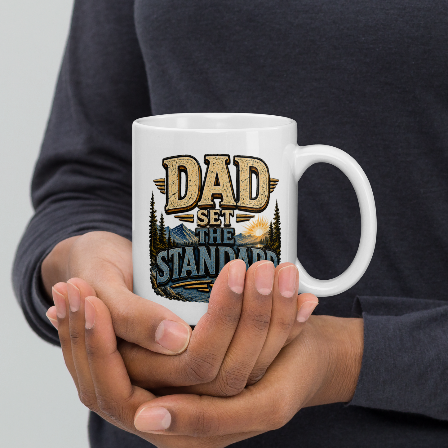 Dad set the standard personalized mug, Father’s Day gift for a dad who raised the bar