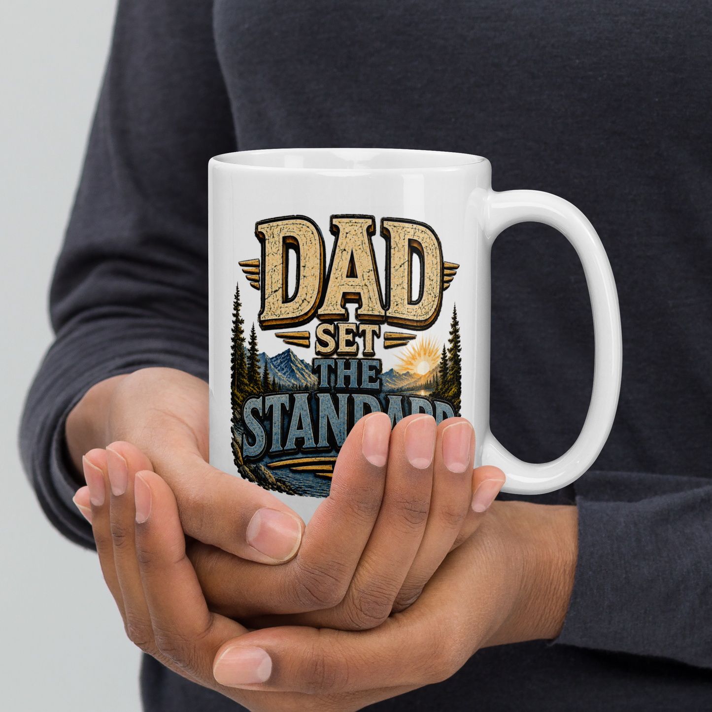 Dad set the standard personalized mug, Father’s Day gift for a dad who raised the bar