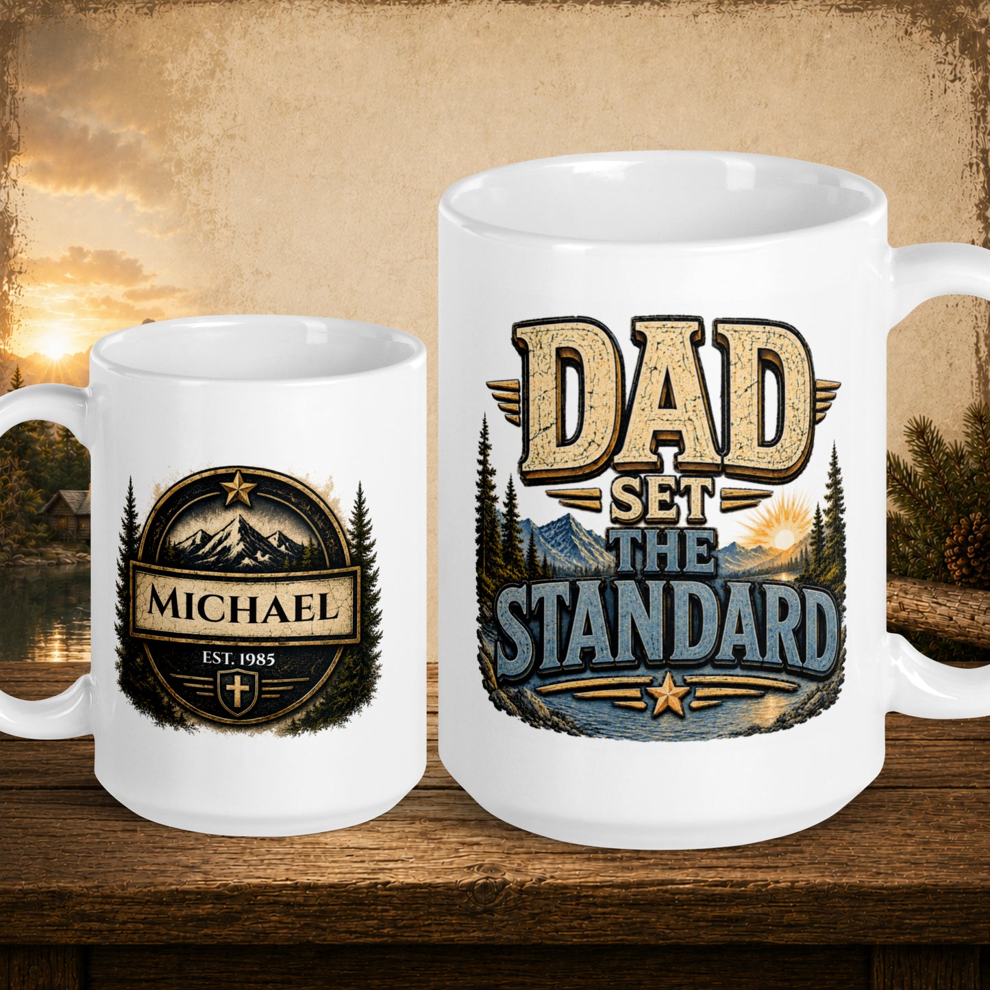 Dad set the standard personalized mug, Father’s Day gift for a dad who raised the bar