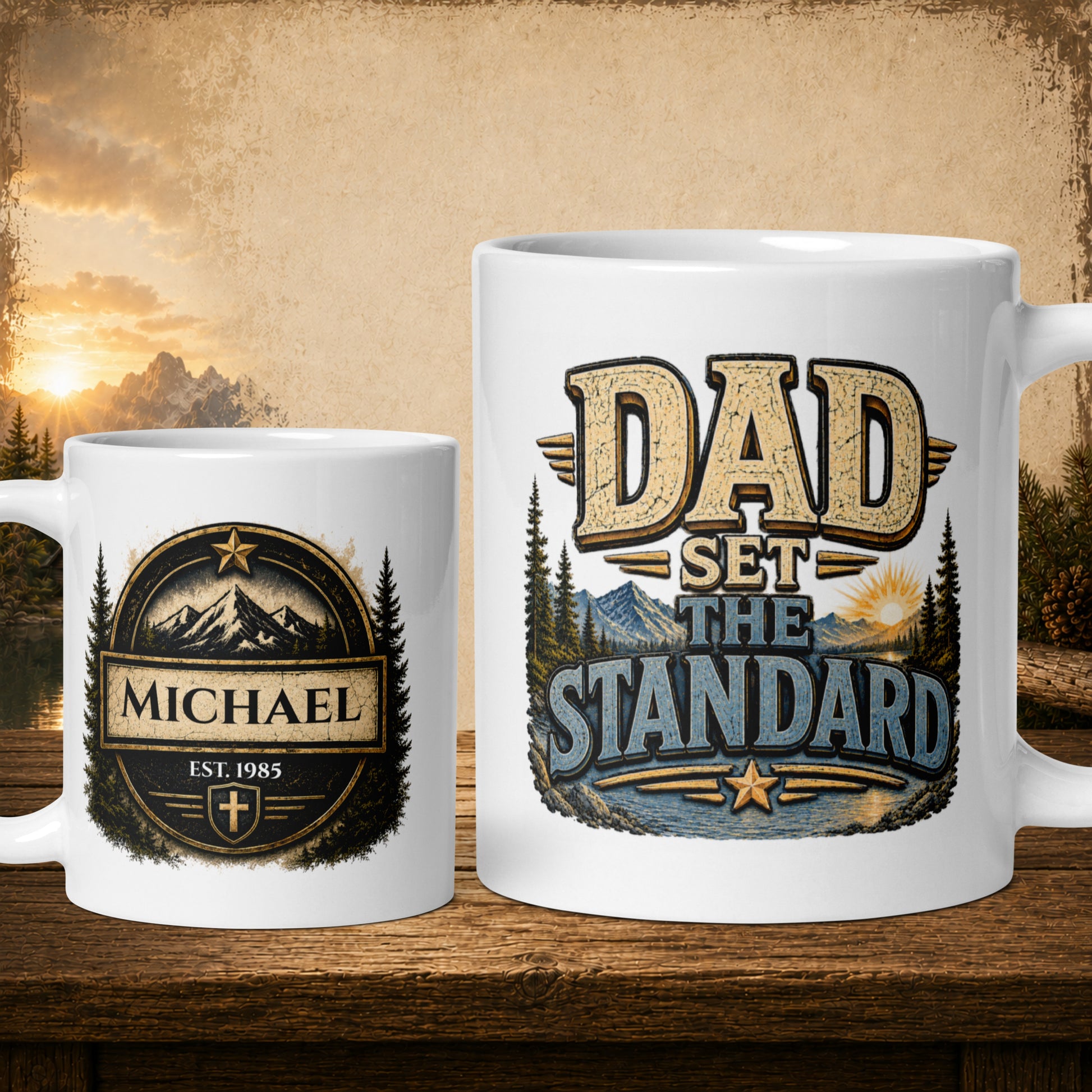 Dad set the standard personalized mug, Father’s Day gift for a dad who raised the bar