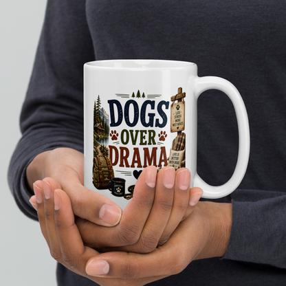 Dogs over drama personalized mug, funny gift for dog lovers with humour