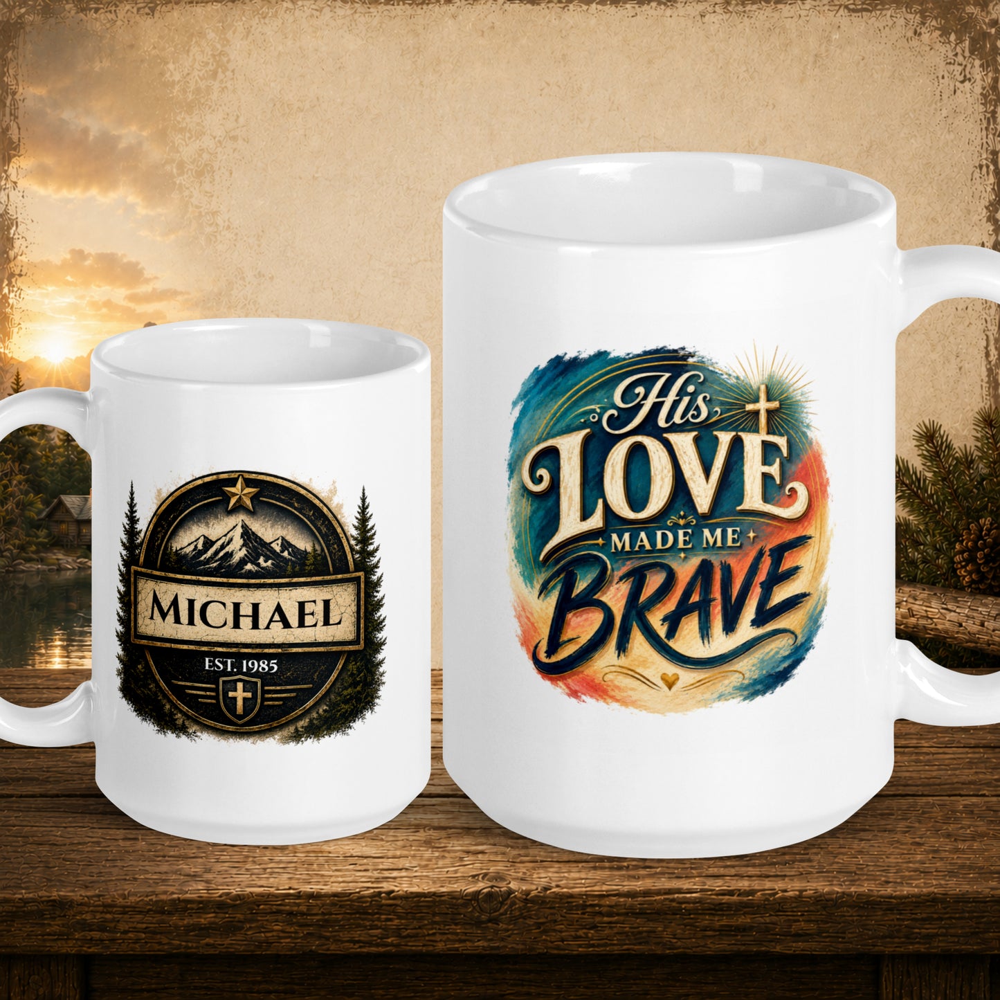His love made me brave personalized dad mug, touching gift showing appreciation