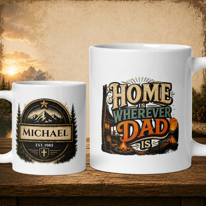 Home is wherever dad is personalized mug, sentimental Father’s Day gift