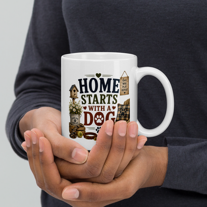Home starts with a dog personalized mug, heartfelt gift for dog lovers