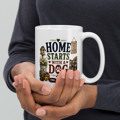 Home starts with a dog personalized mug, heartfelt gift for dog lovers