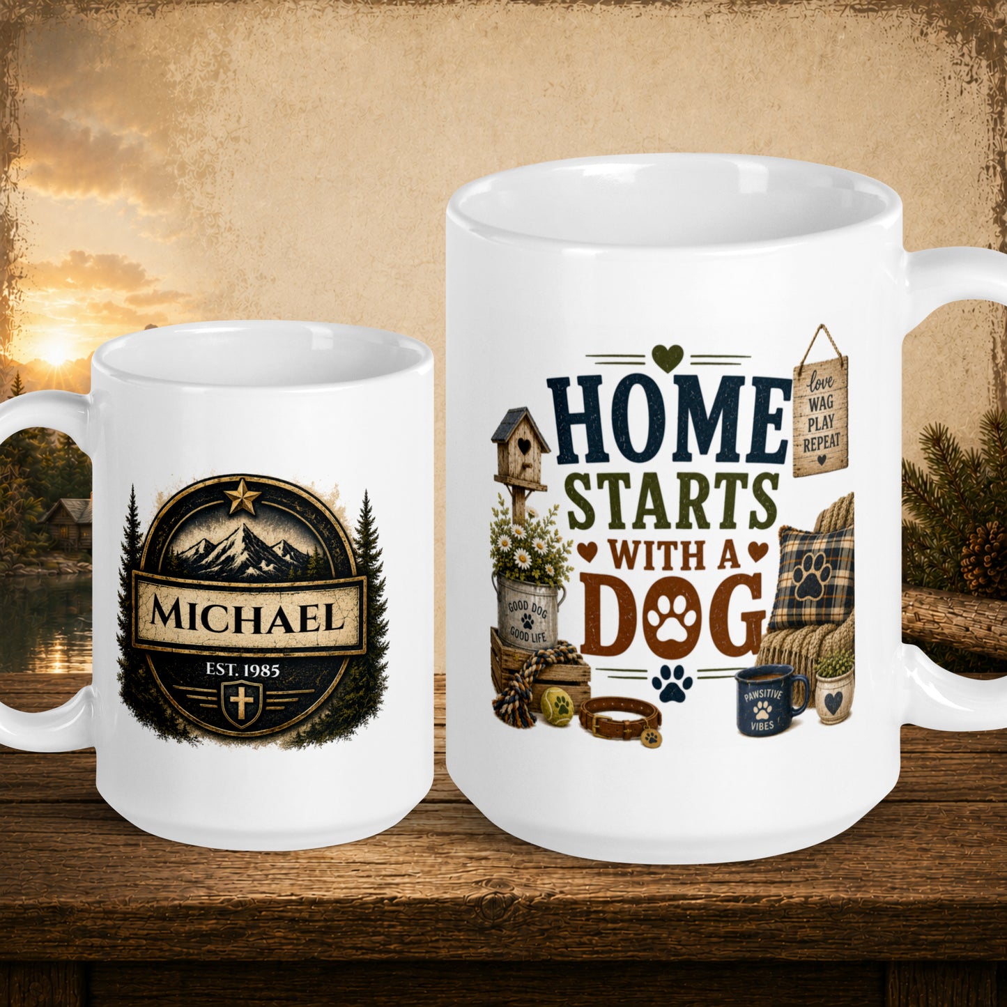 Home starts with a dog personalized mug, heartfelt gift for dog lovers