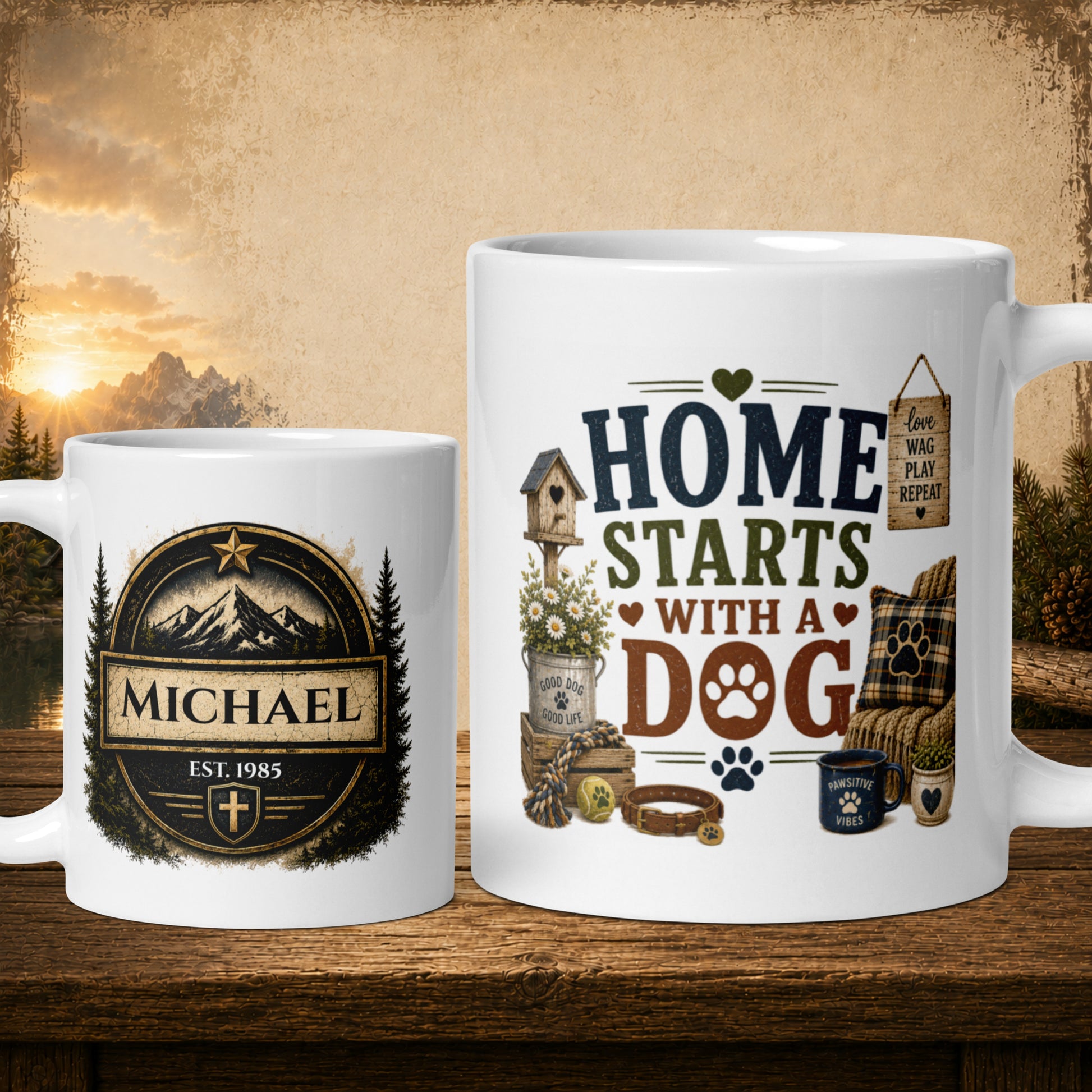 Home starts with a dog personalized mug, heartfelt gift for dog lovers