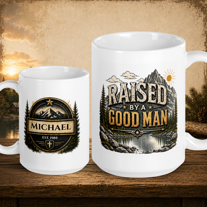 Raised by a good man personalized mug, proud Father’s Day gift from kids