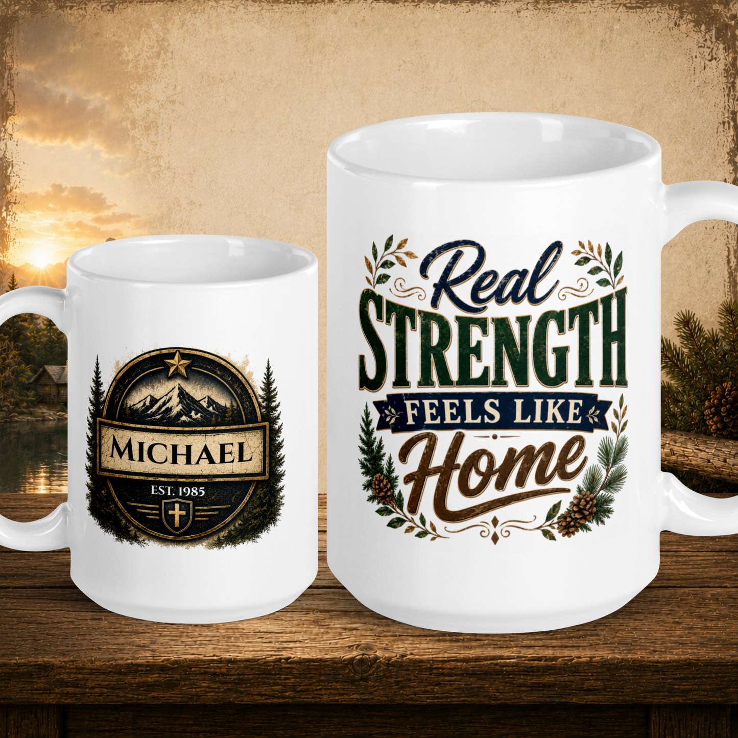 Real strength feels like home personalized mug, warm Father’s Day gift for dad