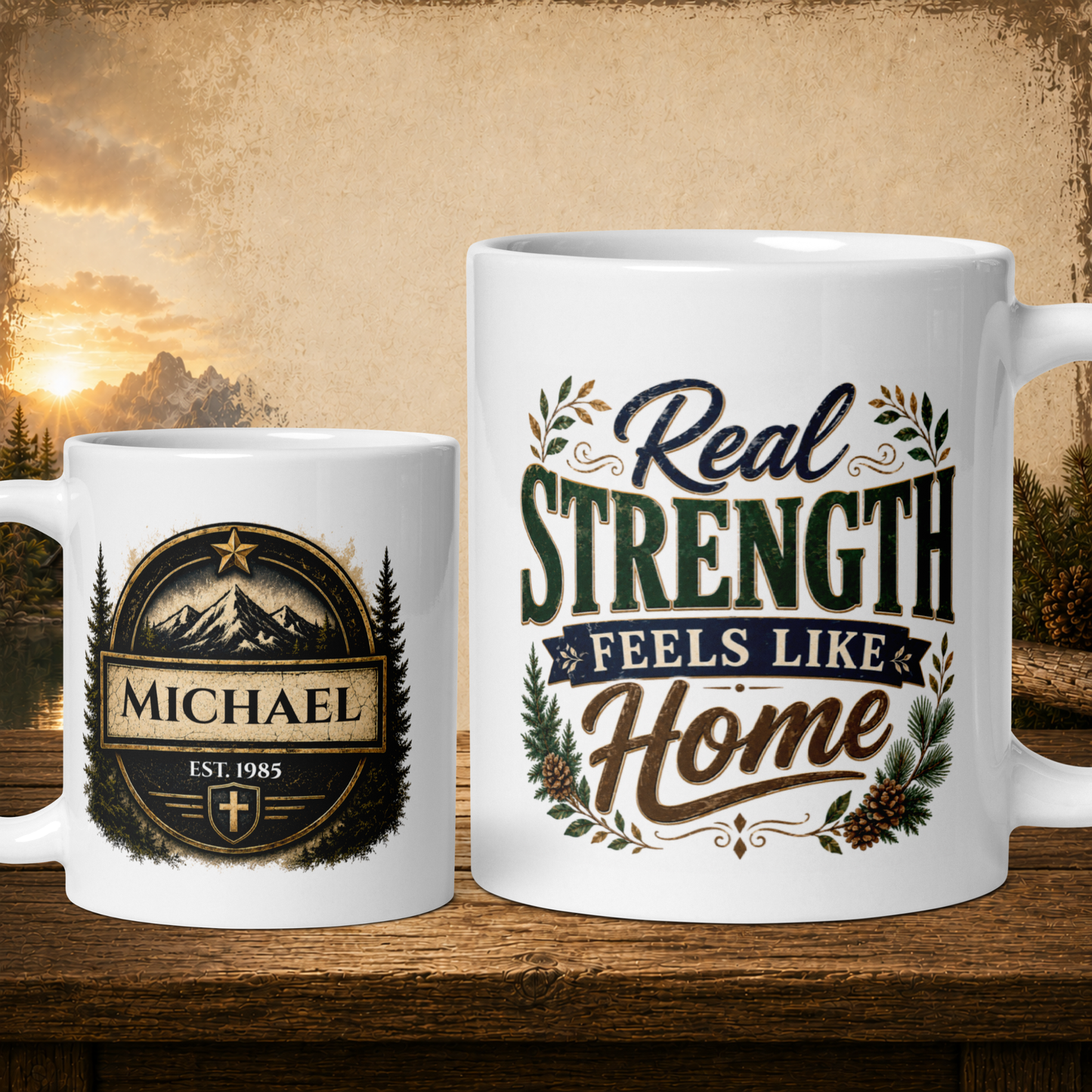Real strength feels like home personalized mug, warm Father’s Day gift for dad