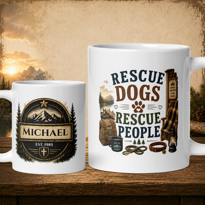 Rescue dogs rescue people personalized mug, heartfelt gift for rescue dog lovers