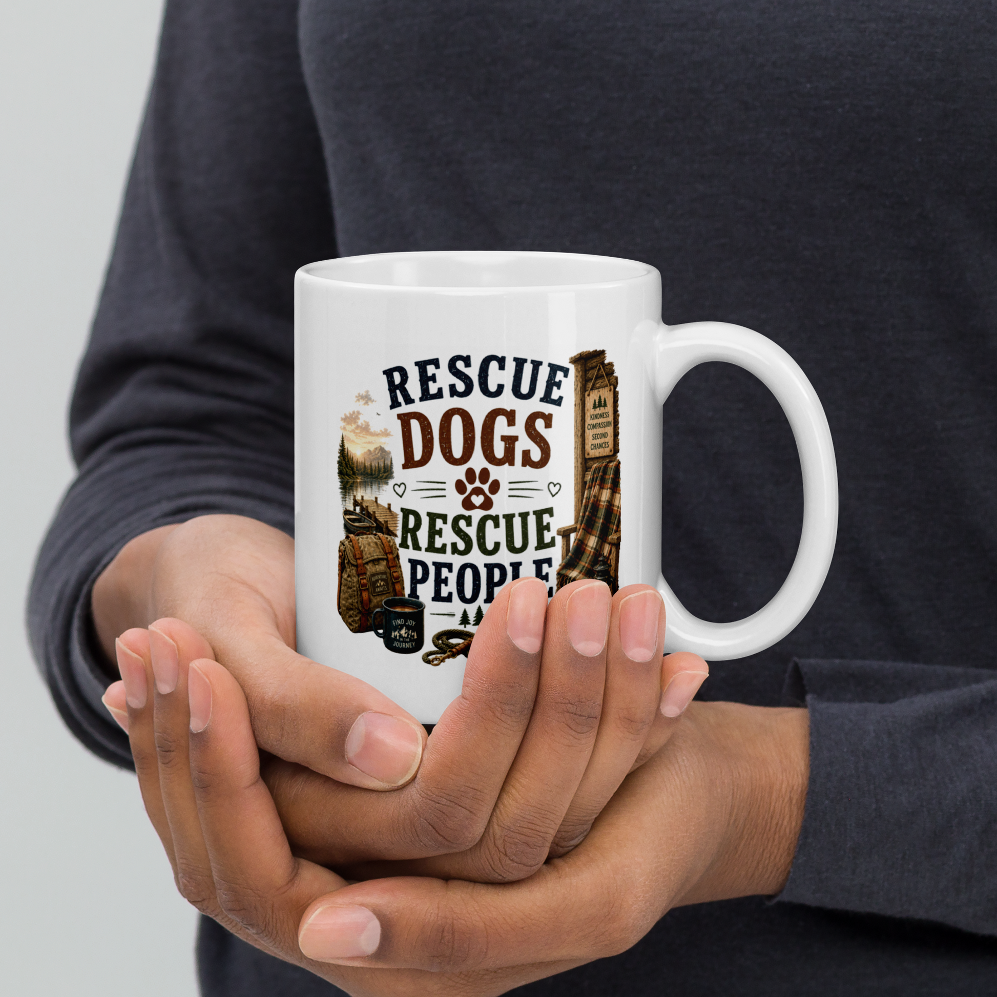 Rescue dogs rescue people personalized mug, heartfelt gift for rescue dog lovers
