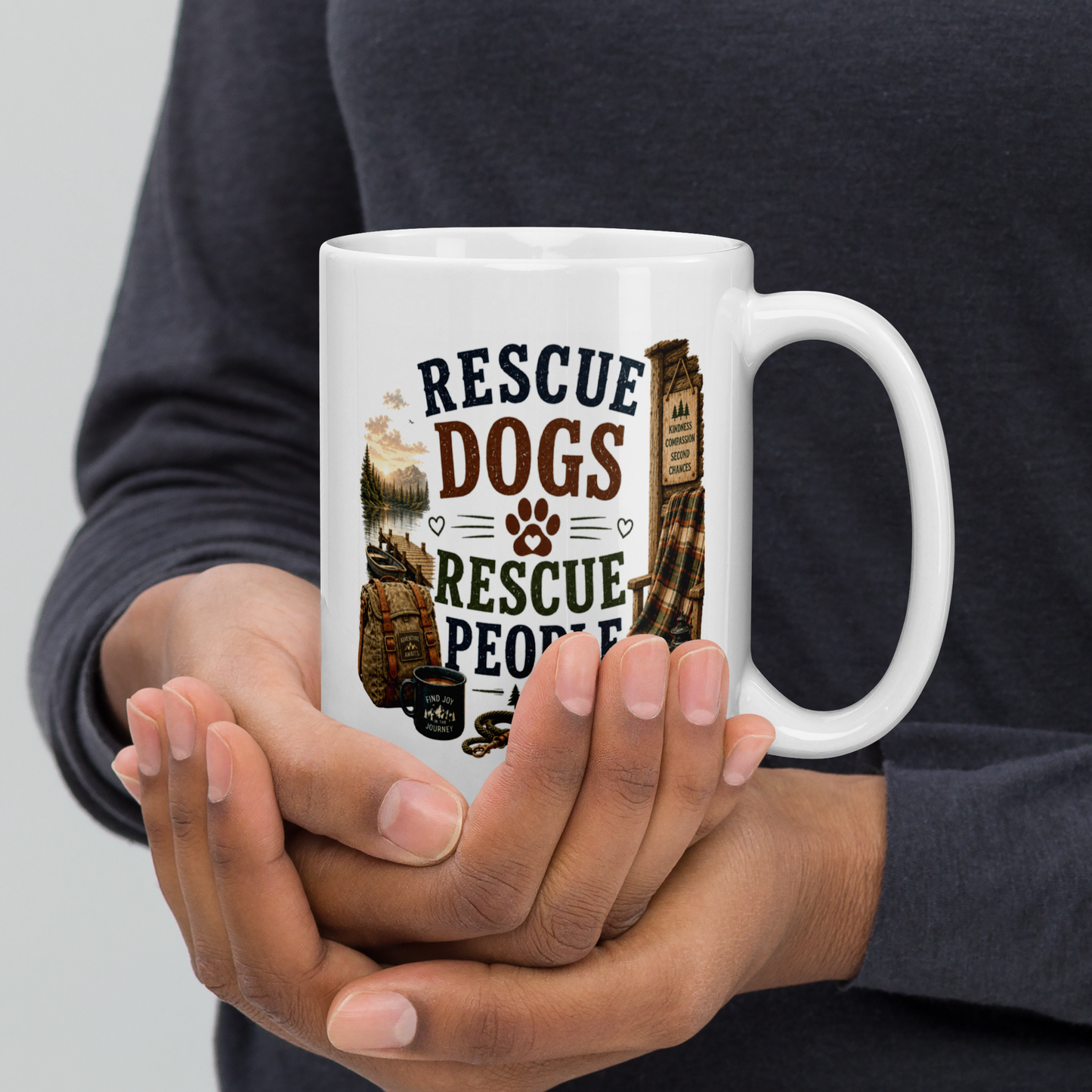 Rescue dogs rescue people personalized mug, heartfelt gift for rescue dog lovers