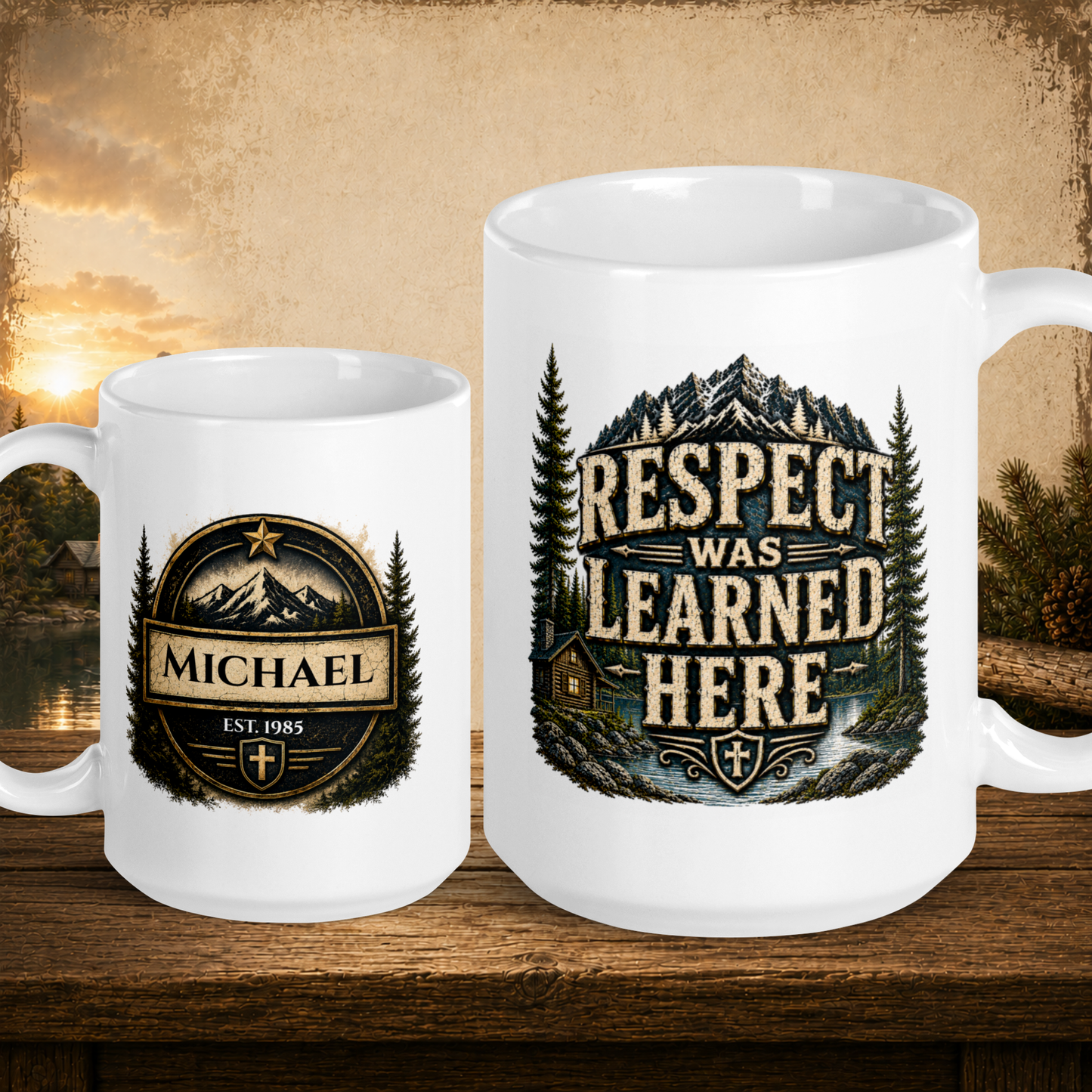 Respect was learned here personalized mug, bold Father’s Day gift from kids