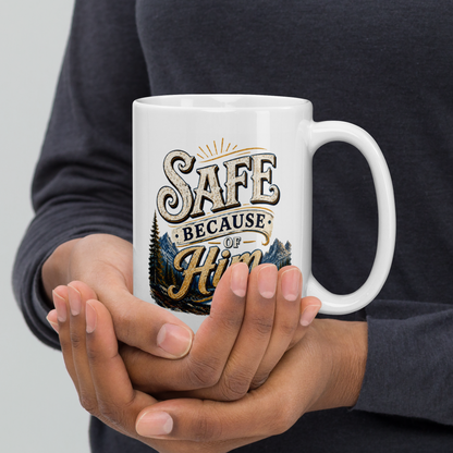 Safe because of him personalized mug, tender Father’s Day gift for protective dad