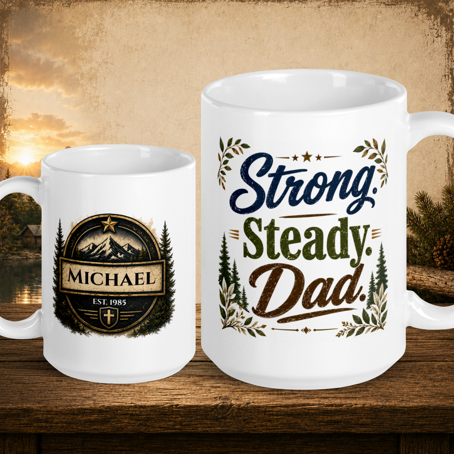 Strong. steady. dad. personalized mug, timeless Father’s Day gift for dependable dad
