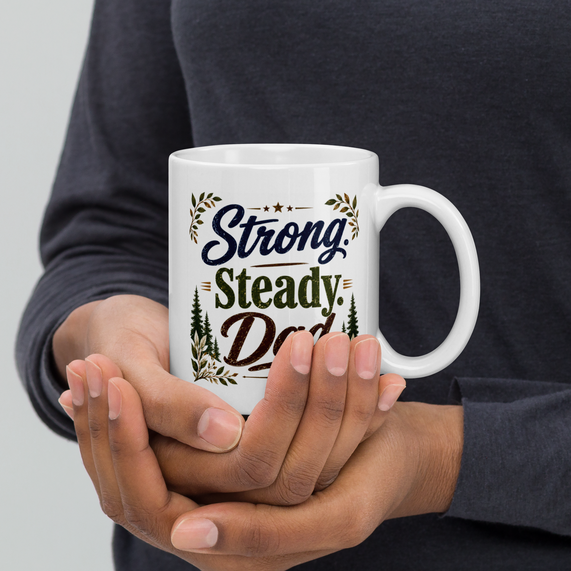 Strong. steady. dad. personalized mug, timeless Father’s Day gift for dependable dad