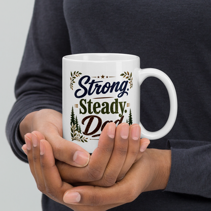 Strong. steady. dad. personalized mug, timeless Father’s Day gift for dependable dad