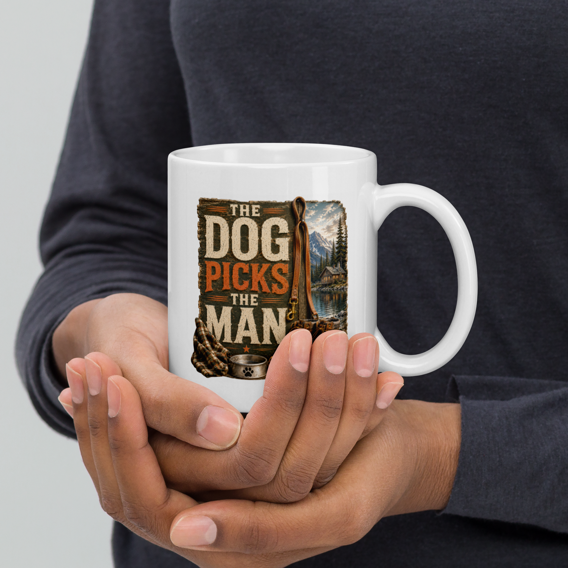 The dog picks the man personalized mug, rugged gift for proud dog dads