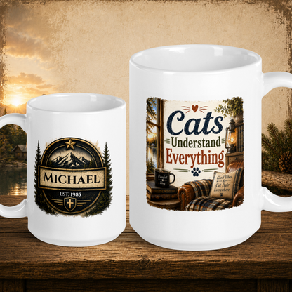 Cats understand everything personalized mug, cosy gift for cat lovers who relate
