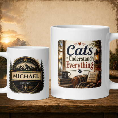 Cats understand everything personalized mug, cosy gift for cat lovers who relate